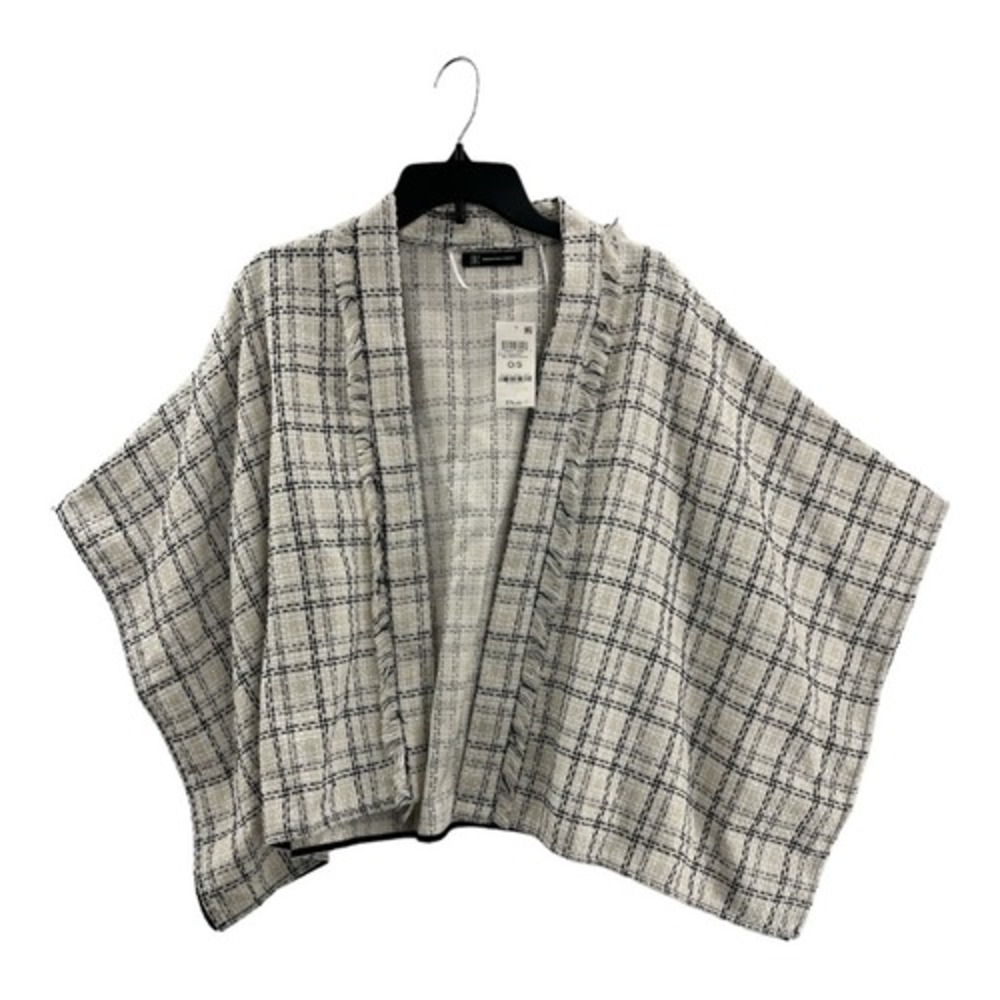 INC International Concepts Plaid Topper Open Front Shrug One Size